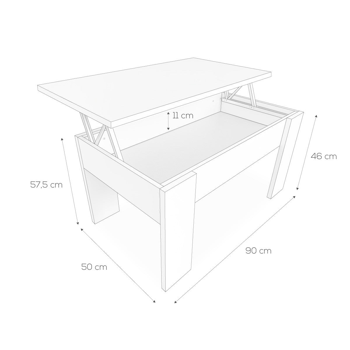 Mesa Centro Elevable De Madera