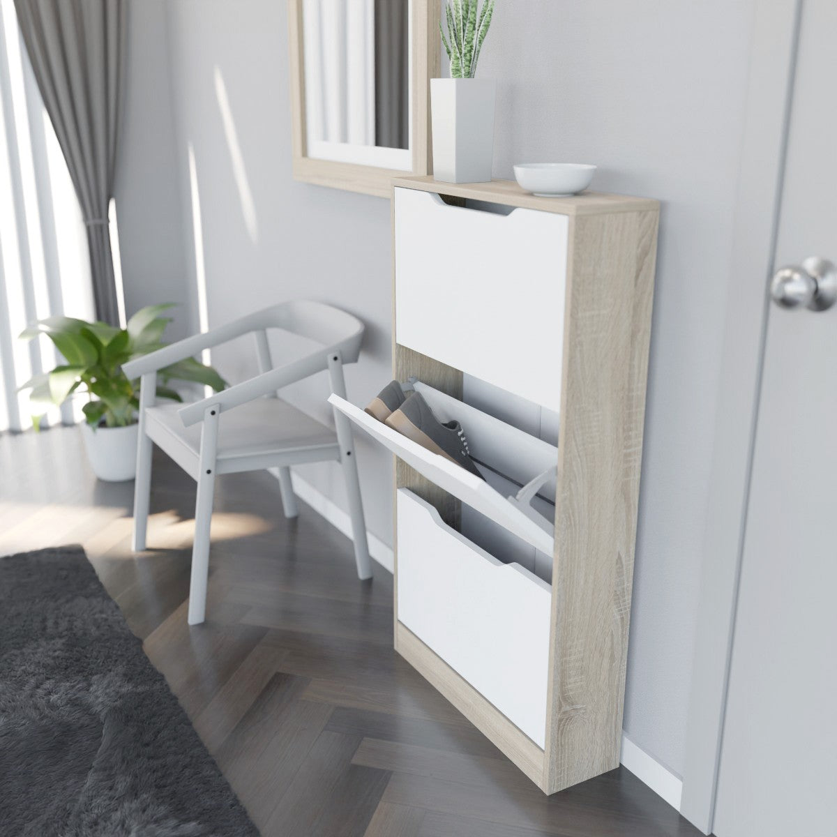 Zapatero Ayen de  Madera con 3 Puertas